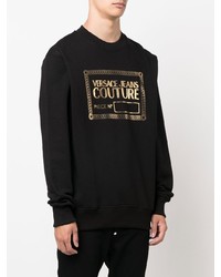 Sweat-shirt imprimé noir et doré VERSACE JEANS COUTURE