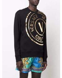 Sweat-shirt imprimé noir et doré VERSACE JEANS COUTURE