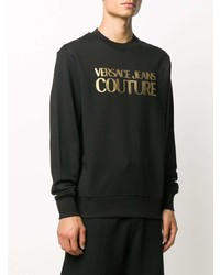 Sweat-shirt imprimé noir et doré VERSACE JEANS COUTURE