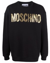 Sweat-shirt imprimé noir et doré Moschino