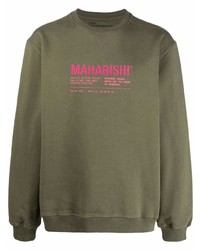 Sweat-shirt imprimé olive Maharishi