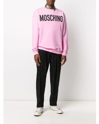 Sweat-shirt imprimé rose Moschino