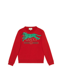 Sweat-shirt imprimé rouge Gucci