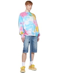 Sweat-shirt imprimé tie-dye bleu clair We11done