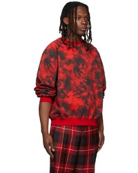 Sweat-shirt imprimé tie-dye rouge et noir LU'U DAN