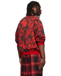 Sweat-shirt imprimé tie-dye rouge et noir LU'U DAN