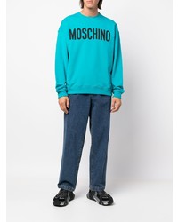 Sweat-shirt imprimé turquoise Moschino