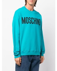 Sweat-shirt imprimé turquoise Moschino