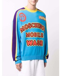 Sweat-shirt imprimé turquoise Moschino