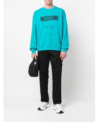 Sweat-shirt imprimé turquoise Moschino