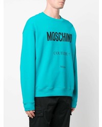 Sweat-shirt imprimé turquoise Moschino