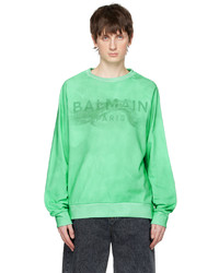Sweat-shirt imprimé vert menthe Balmain