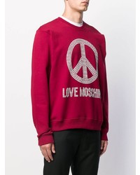 Sweat-shirt orné rouge Love Moschino