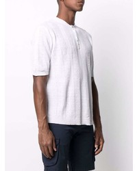 T-shirt à col boutonné à motif zigzag blanc Altea