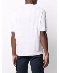 T-shirt à col boutonné à motif zigzag blanc Altea