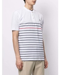 T-shirt à col boutonné à rayures horizontales blanc et bleu marine Polo Ralph Lauren