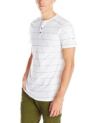 T-shirt à col boutonné à rayures horizontales blanc