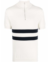 T-shirt à col boutonné à rayures horizontales blanc Ron Dorff