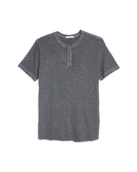 T-shirt à col boutonné à rayures horizontales gris foncé
