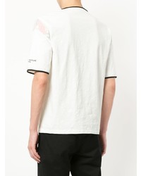 T-shirt à col boutonné blanc et noir MAISON KITSUNÉ