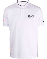 T-shirt à col boutonné blanc Ea7 Emporio Armani