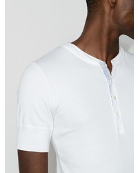 T-shirt à col boutonné blanc Schiesser