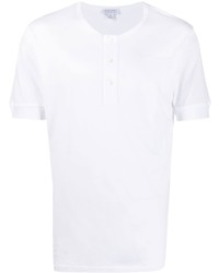 T-shirt à col boutonné blanc Sunspel