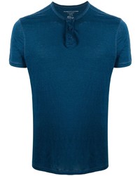 T-shirt à col boutonné bleu canard Majestic Filatures
