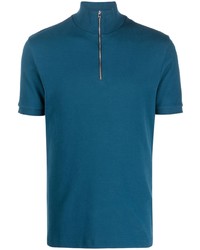 T-shirt à col boutonné bleu canard Ron Dorff