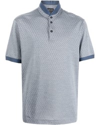 T-shirt à col boutonné bleu clair Giorgio Armani