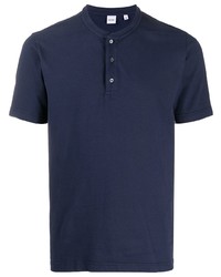 T-shirt à col boutonné bleu marine Aspesi