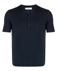 T-shirt à col boutonné bleu marine Cruciani