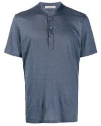 T-shirt à col boutonné bleu marine Fileria