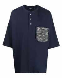T-shirt à col boutonné bleu marine FIVE CM