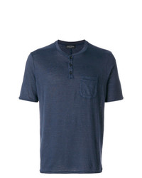 T-shirt à col boutonné bleu marine Roberto Collina