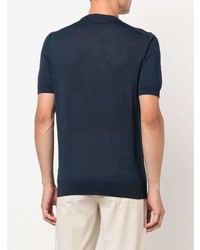 T-shirt à col boutonné bleu marine Moorer