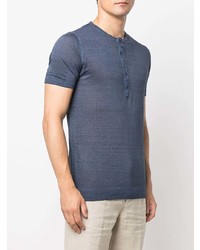 T-shirt à col boutonné bleu marine 120% Lino