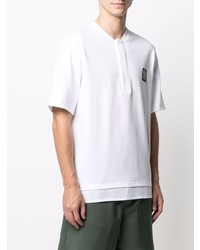 T-shirt à col boutonné brodé blanc Low Brand