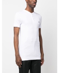 T-shirt à col boutonné brodé blanc Marine Serre