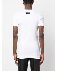 T-shirt à col boutonné brodé blanc Marine Serre