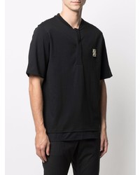 T-shirt à col boutonné brodé noir Low Brand