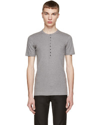 T-shirt à col boutonné gris Dolce & Gabbana