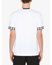 T-shirt à col boutonné imprimé blanc Dolce & Gabbana
