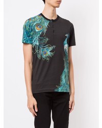 T-shirt à col boutonné imprimé noir Dolce & Gabbana
