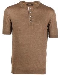 T-shirt à col boutonné marron Moorer
