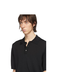 T-shirt à col boutonné noir Dries Van Noten