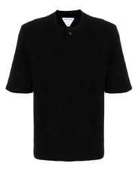 T-shirt à col boutonné noir Bottega Veneta