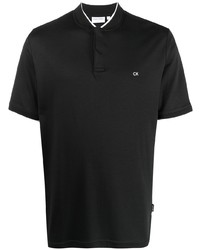 T-shirt à col boutonné noir Calvin Klein