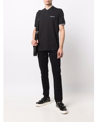 T-shirt à col boutonné noir Calvin Klein