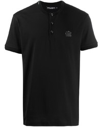 T-shirt à col boutonné noir Dolce & Gabbana